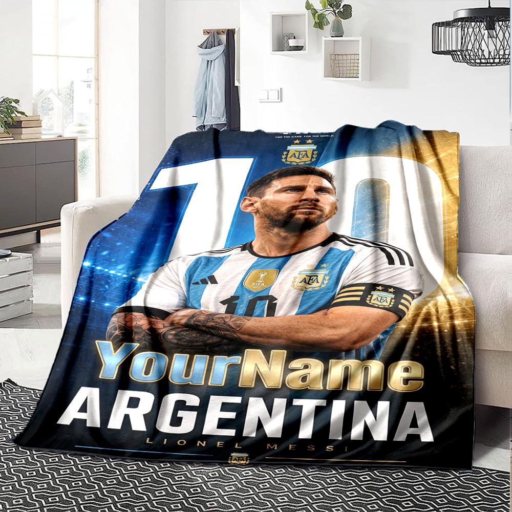 Messi Customize Text Blanket Gift Customizable Blanket Warmthful Decor Suitable for Sofa Couch Office Bed for All Occasions Gifts For Family Or Friend