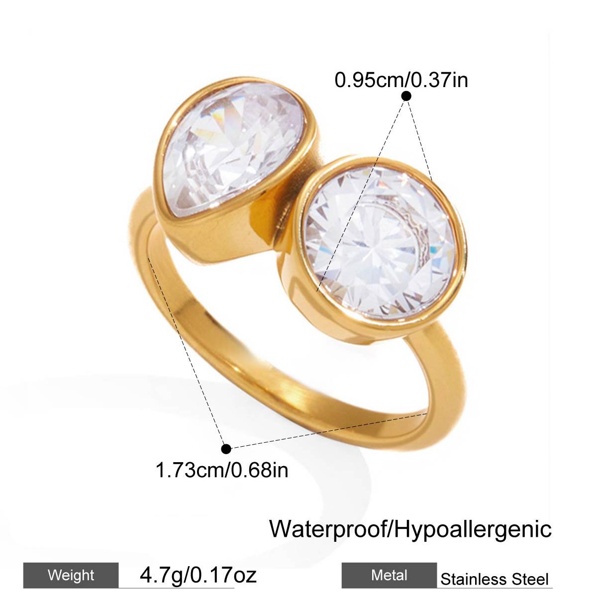 

Yori Fashion Shiny Cubic Zirconia Ring 18K PVD Plated Stainless Steel Temperament Popular Waterproof Jewelry Gift Accessories