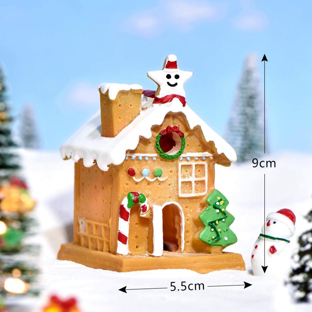 Diy Christmas House Ornaments Simulation Miniature Handicraft With Lights For Xmas Holiday Party Decor