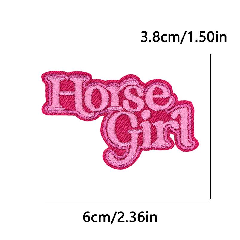 10pcs /Lots Pink Horse Heart Patch Pattern Letter Slogan Embroidered Patches Jackets Hats Backpack Sew Badges Iron On Patches Diy 