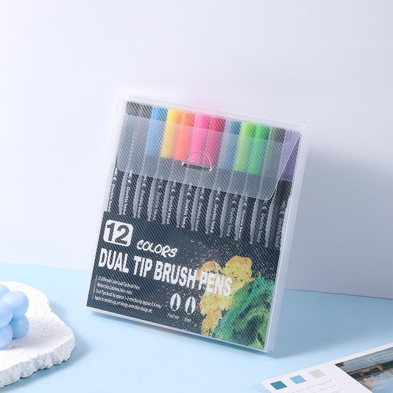 120-Color Double-Ended Watercolor Marker Set with Soft Tips & Fineliner for Students & Art Studio Use