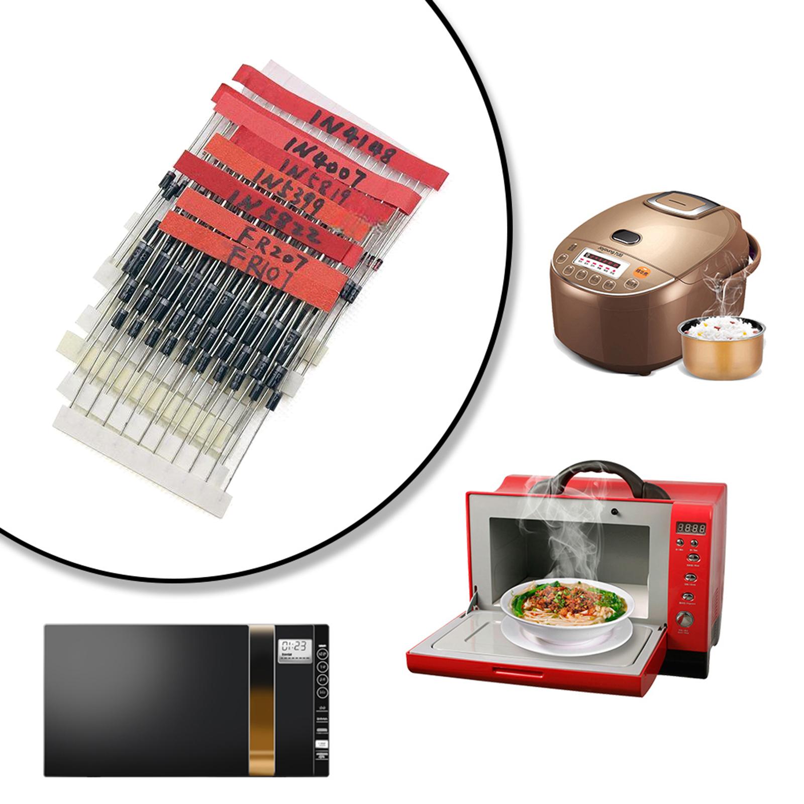 

Набір 100 шт. діодів різних розмірів з прямими виводами, компоненти 1N4148 1N4007 FR107 1N5408 FR207 1N5819 1N5399 1N5822