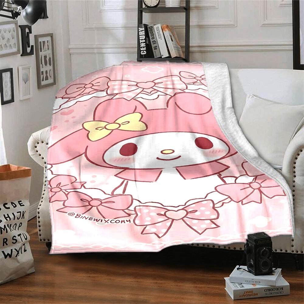 1pc My Melody bow blanket Lightweight Flannel Throw for Sofa Bed Travel Camping Livingroom Office Couch Chair