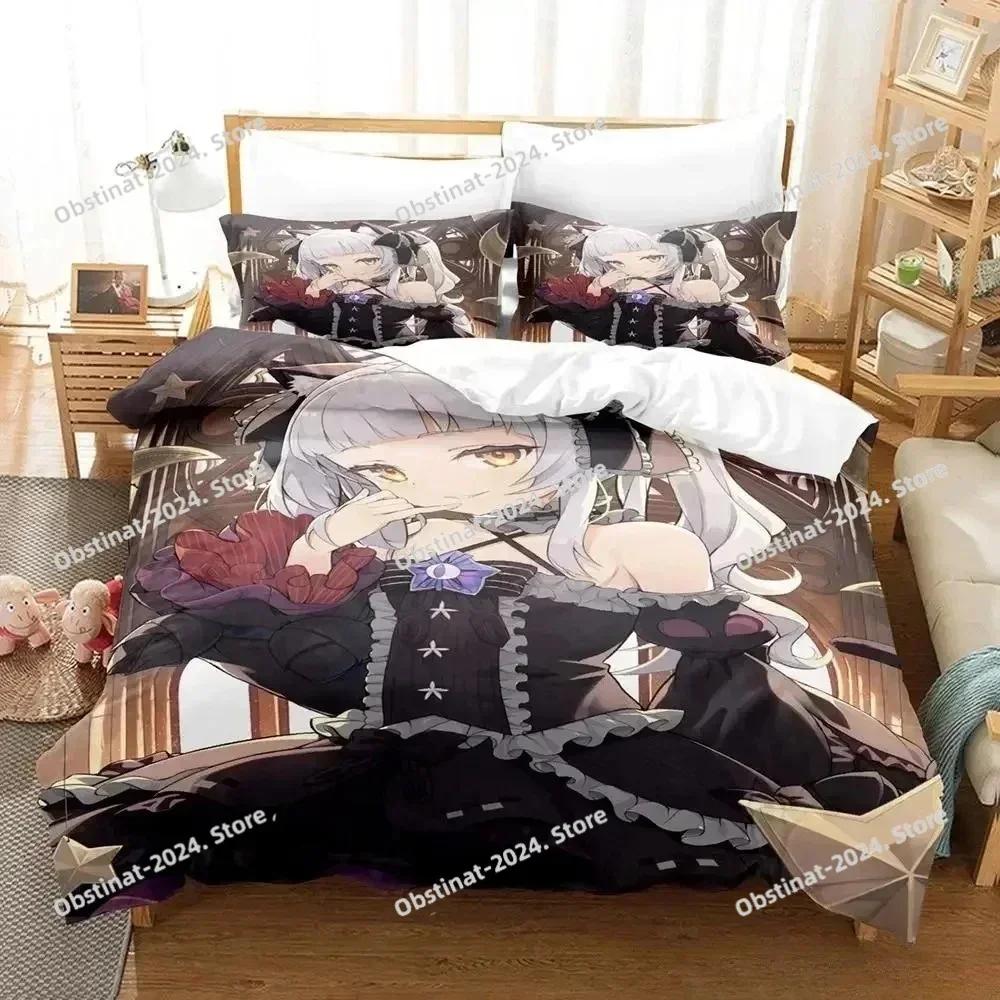 Murasaki Shion Bedding Set Printed Single Comforter Duvet Cover Pillow Case 3 Pieces Sets Kids Adult Size Anime Kawaii Girl Bed