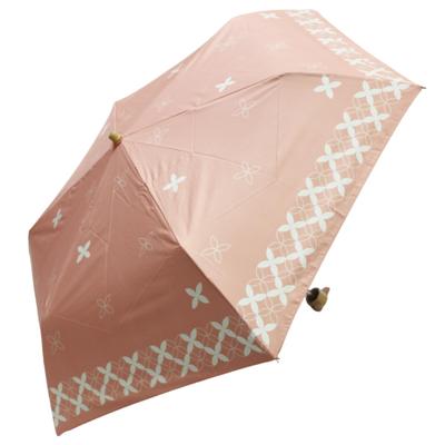 WATENCO Rain or Laminated Mini Folding Umbrella with Shippo 50cm Women's Windproof, Shine, Light-Blocking Pattern, Pink/White, (ASP33MN50)