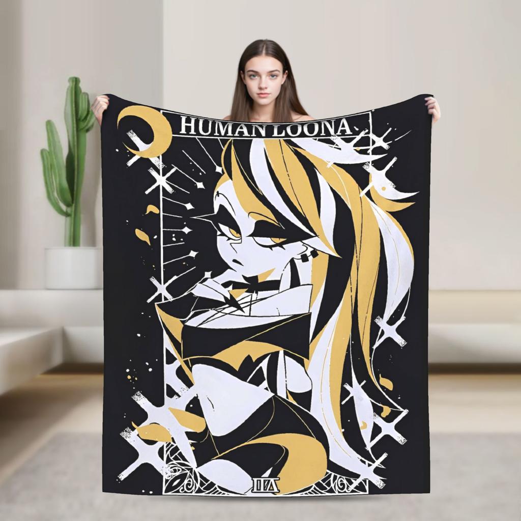 Soft Warm Blanket Decorative Helluva Boss Loona Throw Blanket  Flannel Bedspread For Outdoor Aesthetic Sofa Bed Cover