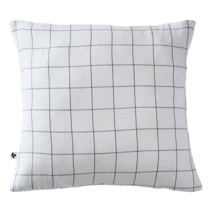 Taie d'oreiller Tissé-teint grands carreaux Déco "Gaïa Match" 60 x 60 cm &amp; 50 x 70 cm "Gaze de Coton" - Gaïa Match Chantilly - 60 x