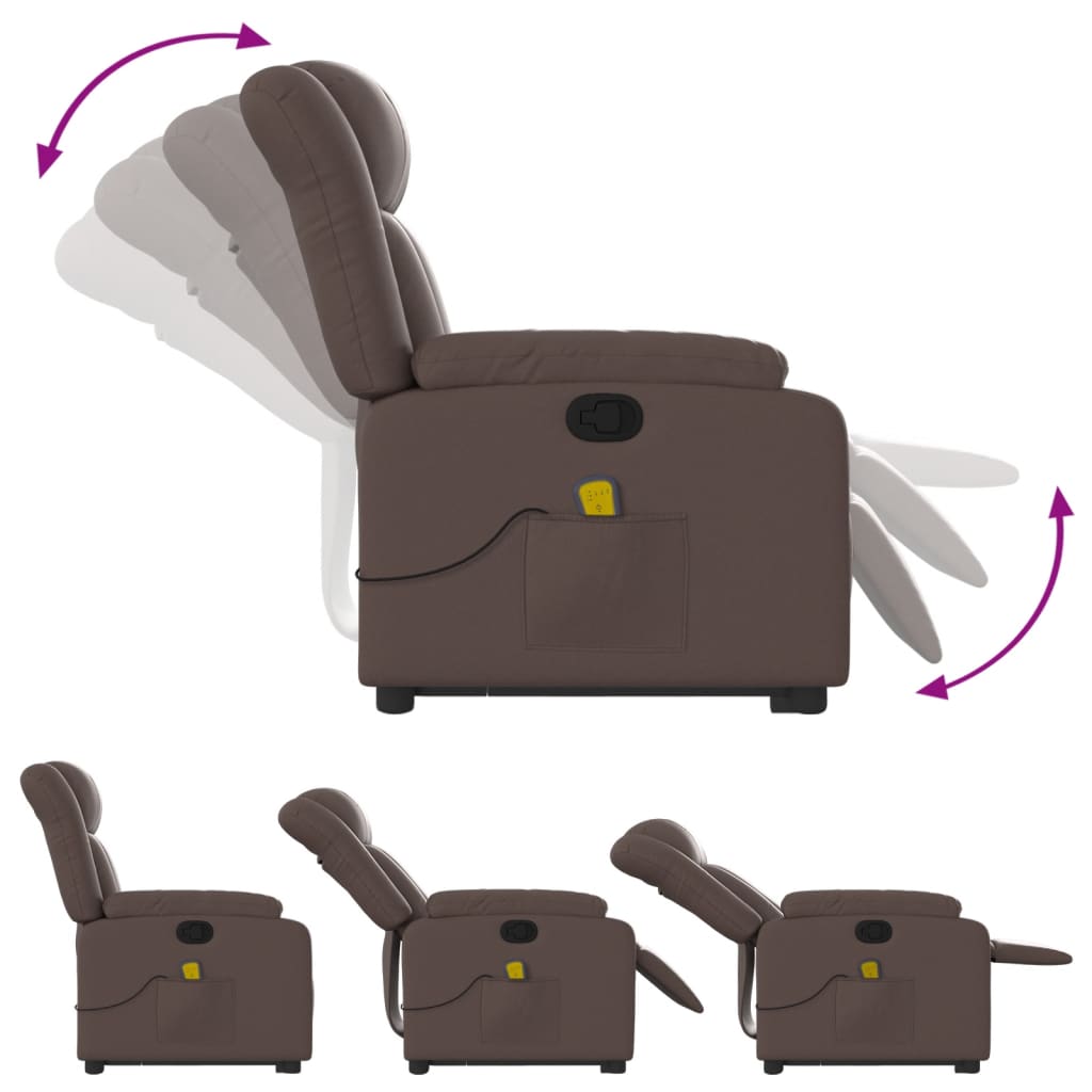 Recliner Chair with Lift Assist Brown Faux Leather