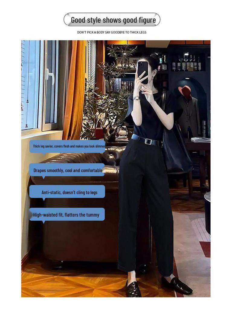 Women's High Waist Slimming Cigarette Pants – Spring/Autumn 2026 Straight Leg Harem Style