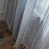 Cotton Linen Knitting and Embroidery Window Curtains for Living Room Short Vintage Home Decoration Tassel Drapes Kitchen Valance