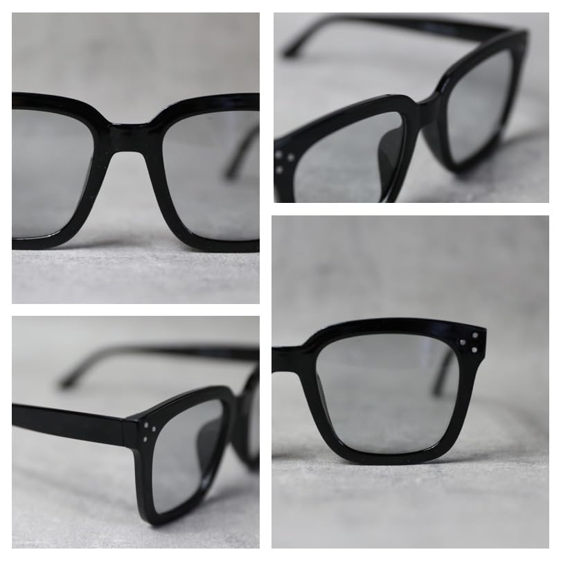 Square sunglasses for men and big comes with special clear green F (EIGHT) women, photochromic, polarized, frame, case, champagne/light