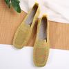 New Small Square Head Flat Bottom Knitted Casual Single Shoes Women's Large Size Shallow Mouth Fly Knitting Lazy Shoes One Pedal