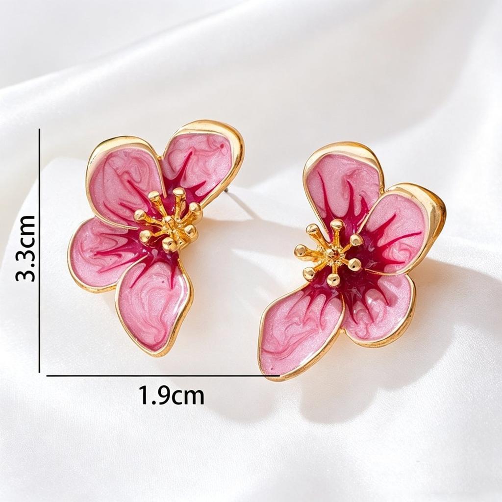 New Women's Earrings, Niche Trendy Floral Drip Design, Metal Stud Earrings, Versatile Earrings