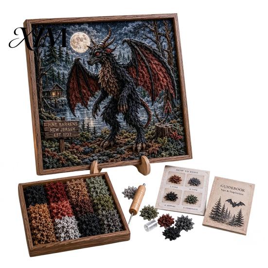 Zestaw do Artystycznego Wciskania Tkanin 3D DIY, Kreatywny Zestaw Rękodzieła, Projekty Leśne Fantasy Zwierzęta Zestaw do Prasowania dla Dorosłych Początkujących,