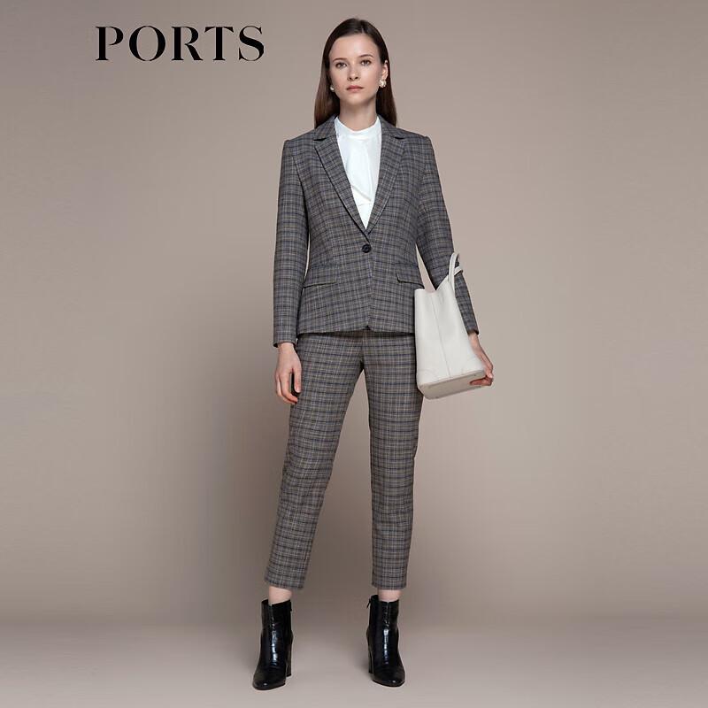 PORTS Women's Plaid Long Sleeve Blazer