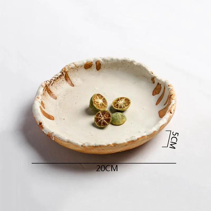 

Vintage Ceramic Dinner Plate Creative Irregular Thick Soup Plate Dessert Snack Plate Pasta Plates Restaurant Special Tableware
