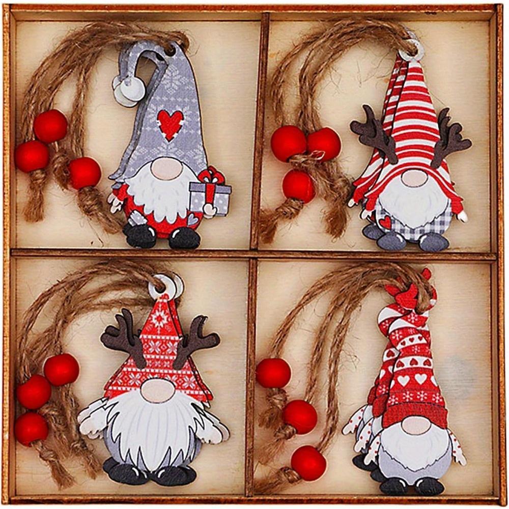 

12 шт. Рождественские украшения - Красочные деревянные подвески-гномы для елки, Праздничные подвесные украшения, Праздничные поделки с гномами, Декор для вечеринки