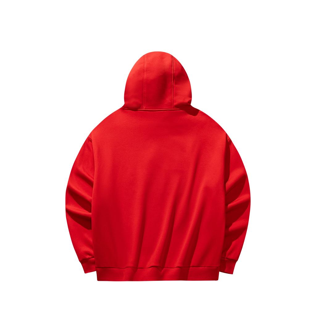 Anta Casual Fashion Sports Versatile Loose Comfortable Fleece Thick Warm Hooded Pullover Sweatshirt Men sweatshirt Deep-Red 952618713-2