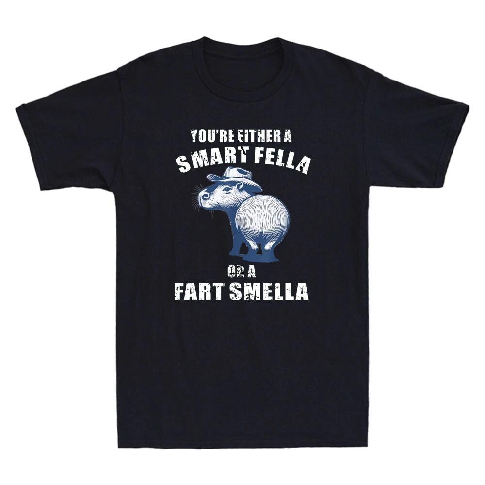 Capybara You re Either A Smart Fella Or A Fart Smella Funny Retro Men s T-Shirt XXL