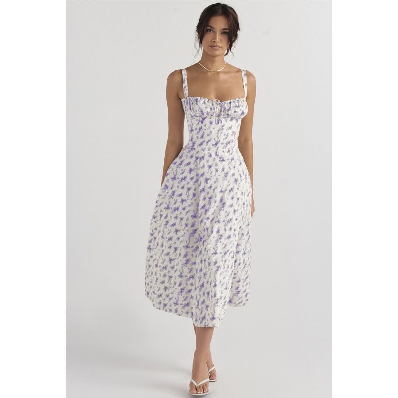 Floral Sexy Slit Suspender Dress Floral Sexy Slit Camisole Dress