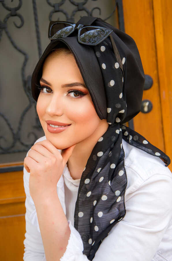 Black Polka Dot Hat Bonnet