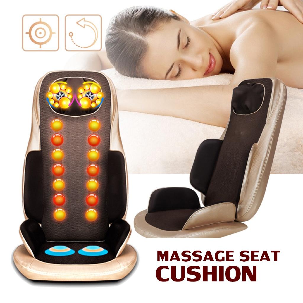 50W 2 Modes Massage Seat Cushion Chair-Neck Back Massager with Heat Rolling Kneading for Back Pain Relief