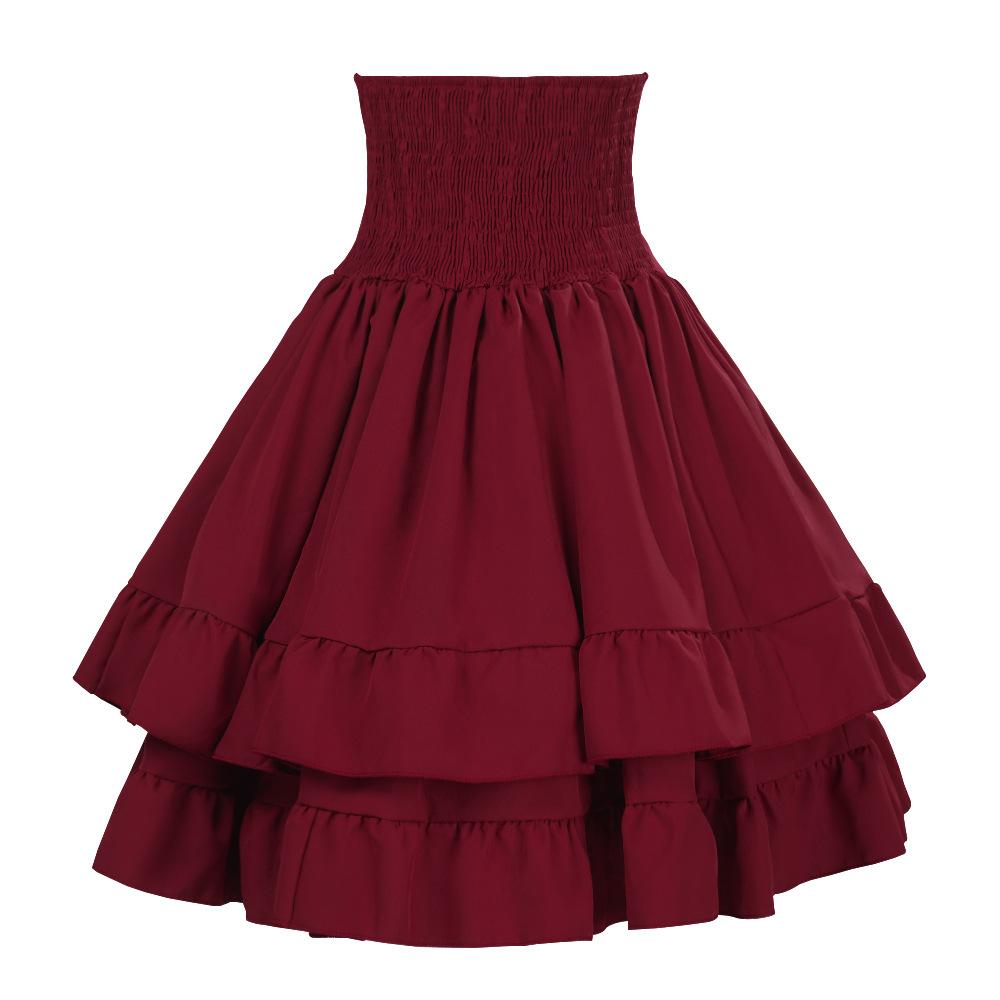 Carnival European and American solid-color women's skirt, mid-length skirt, medieval stage performance costume