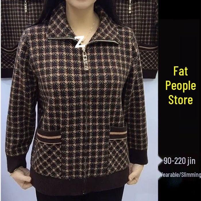 

2025 New Plus Velvet Thickened Zipper Jacket for Middle-aged and Elderly Women, Plus Size Autumn Winter Style L