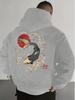 Men's Autumn/Winter Koi Pattern Hoodie Casual Long-Sleeved Pullover Sweatshirt Street Style Top