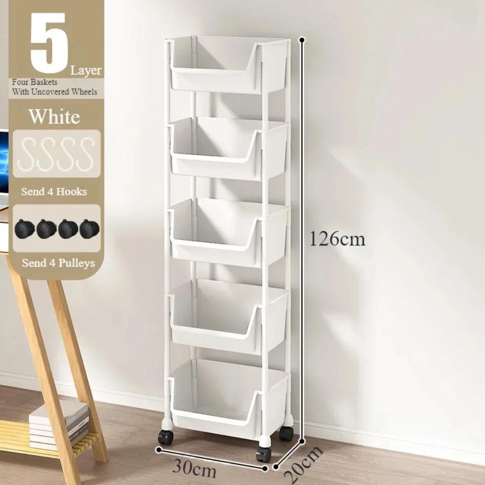 Mobile Bookshelf Multi-Layer Bathroom Shelves With Wheels Kitchen Groceries Organizer Shelf Bedroom Storage Rack Utility Cart