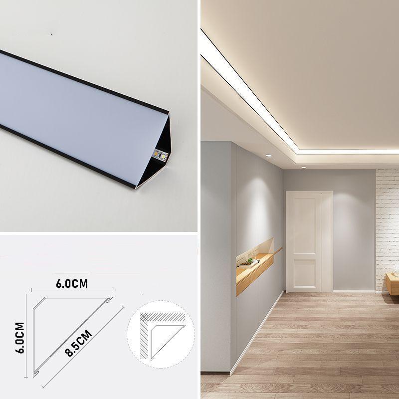 V Shape Ceiling Top Corner Linear Lamp LED Aluminum Profile No Slotting Wall Ceiling Plaster Line Luminous Decoration Light