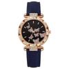 Douyin Fashion Seven-Butterfly Diamond Women's Leather Strap Watch