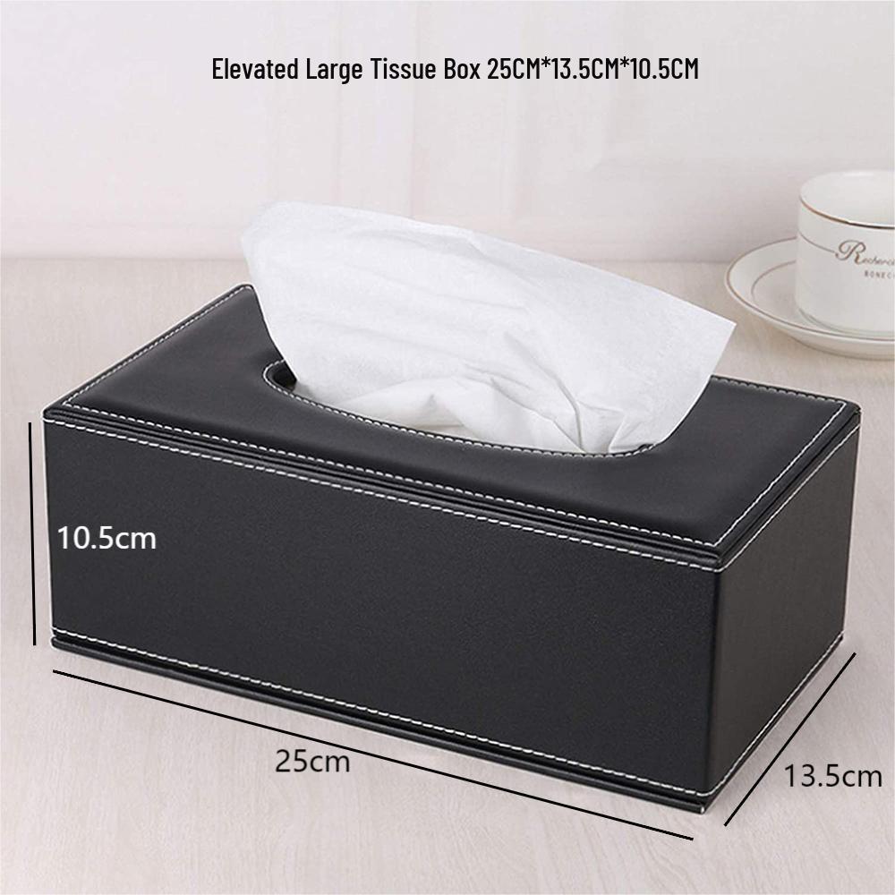 Eco-friendly Black Plaid Leather Tissue Box for Home and Hotel