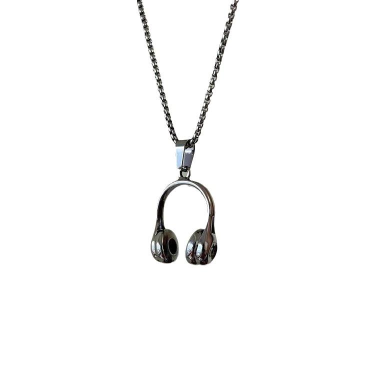 "Yuedong Melody" Retro Earphone Shape Pendant Necklace Trendy Brand Versatile Premium Sense Collarbone Chain