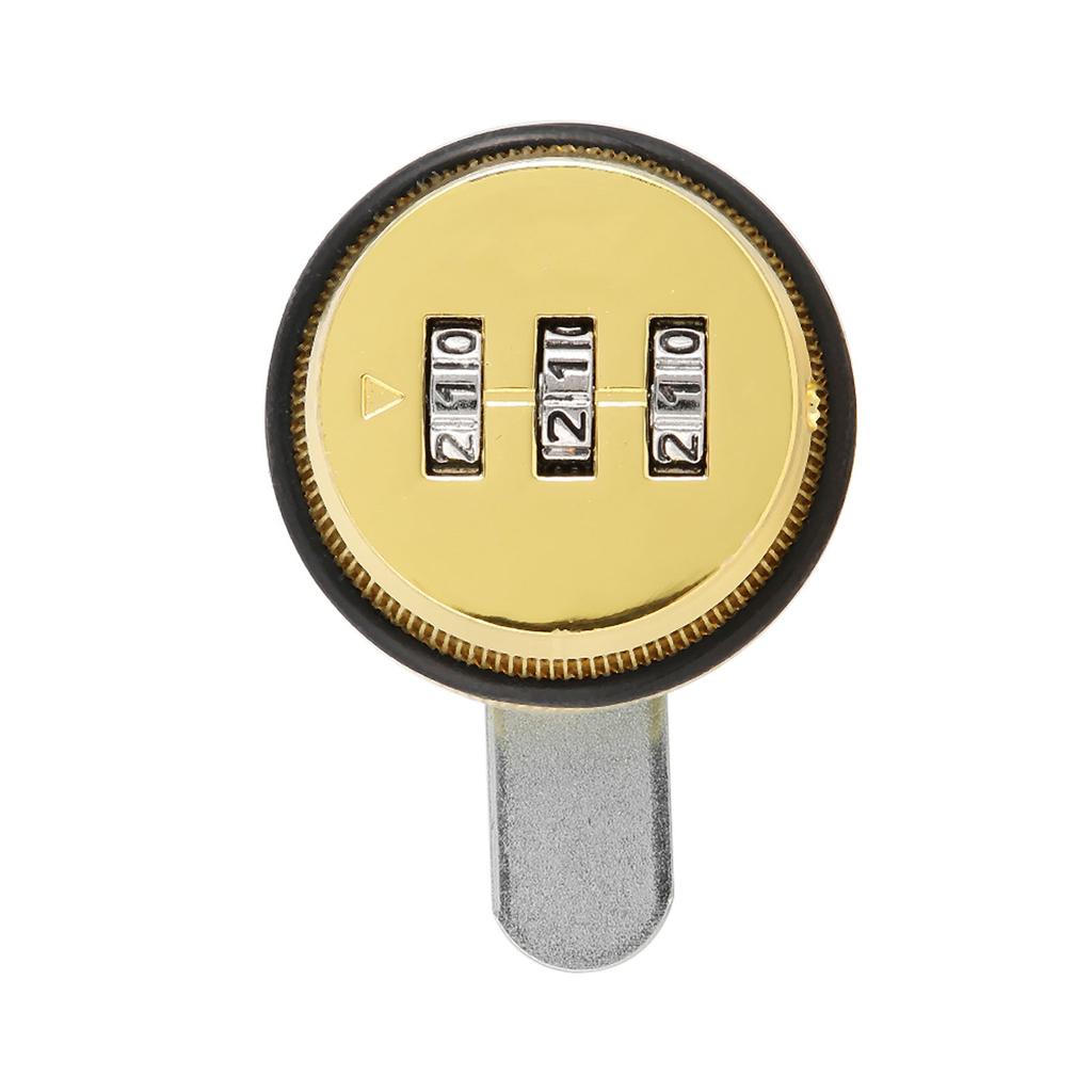 Password Coded Cam Lock Zinc Alloy 3 Digital Combination Cabinet Lock Gold 30mm/1.18in for Drawer