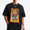 Horror Movie Chuckys T Shirt Washed Short Sleeve Street T-Shirts Halloween Vintage for Men Women Streetwear Summer Tees