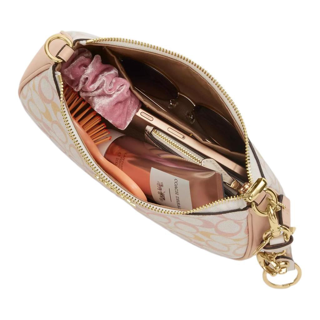 Coach Teri 24 Allover Print Zip Closure Design Coated Canvas And Leather Shoulder Bag Medium Women shoulder bag Pink CDZ05-IMM8C