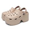 Damen Sommer Hausschuhe mit superhohem Keilabsatz, Leopardenmuster, dicke Sohle, Clogs für Damen, geschlossene Zehenpartie, klobige Plateausandalen