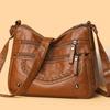 2025 Women's Soft Leather Shoulder & Crossbody Bag Versatile Multi-Pocket Shoulder Bag for Middle-Aged & Elderly
