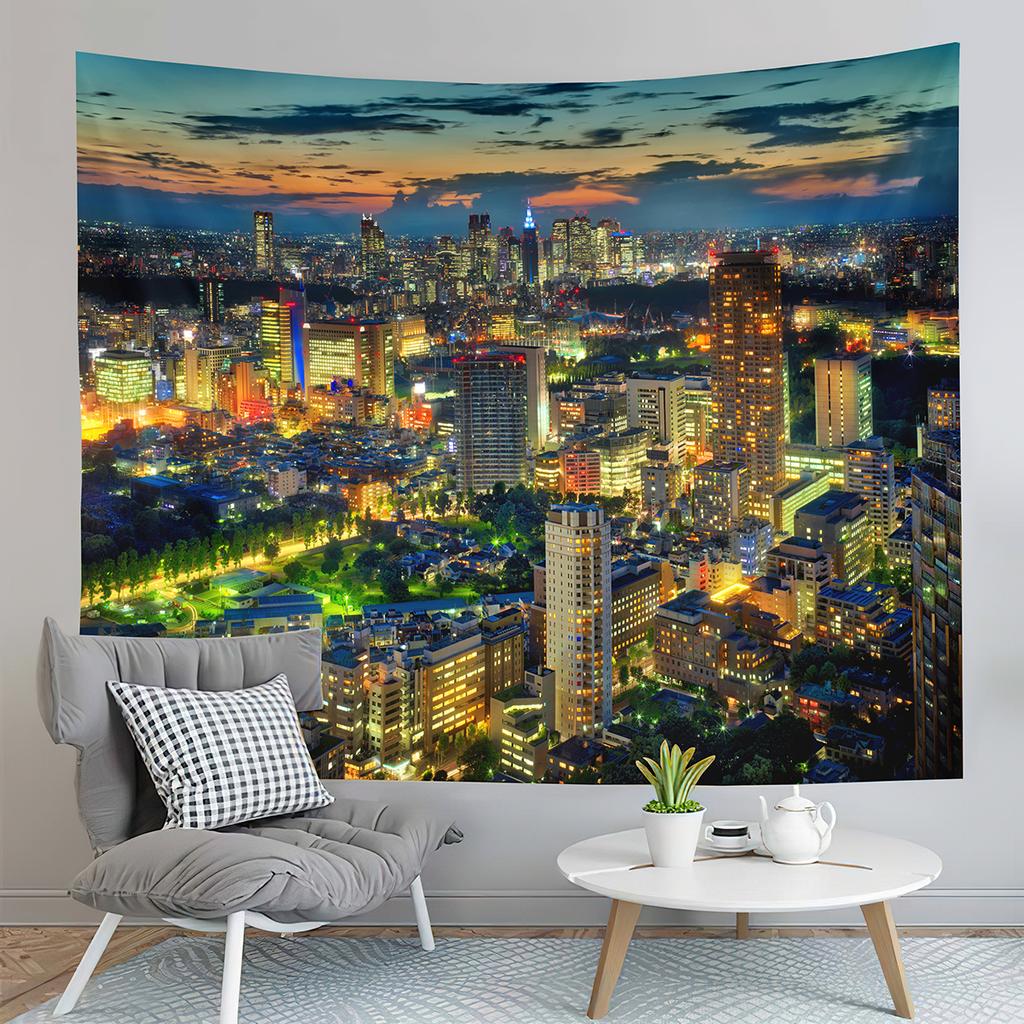 San Francisco Bay Bridge Tapestry City Night View Tapestry Landscape Tapestry Home Living Room Bedroom Wall Art Tapestries