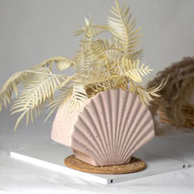 Shell-Shaped Pink Ceramic Flower Vases for Home Decor | Flower Vase for Living Room, Bedroom, Office |