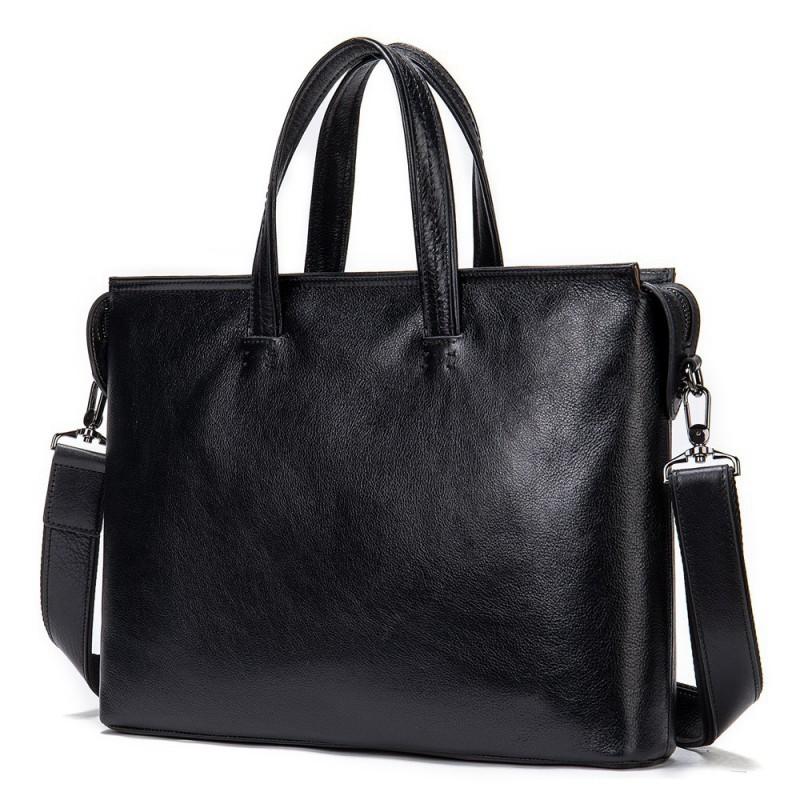 Real Cowhide Men s Leather Briefcase Business Bag Casual Top Layer 14 Inch Laptop Official