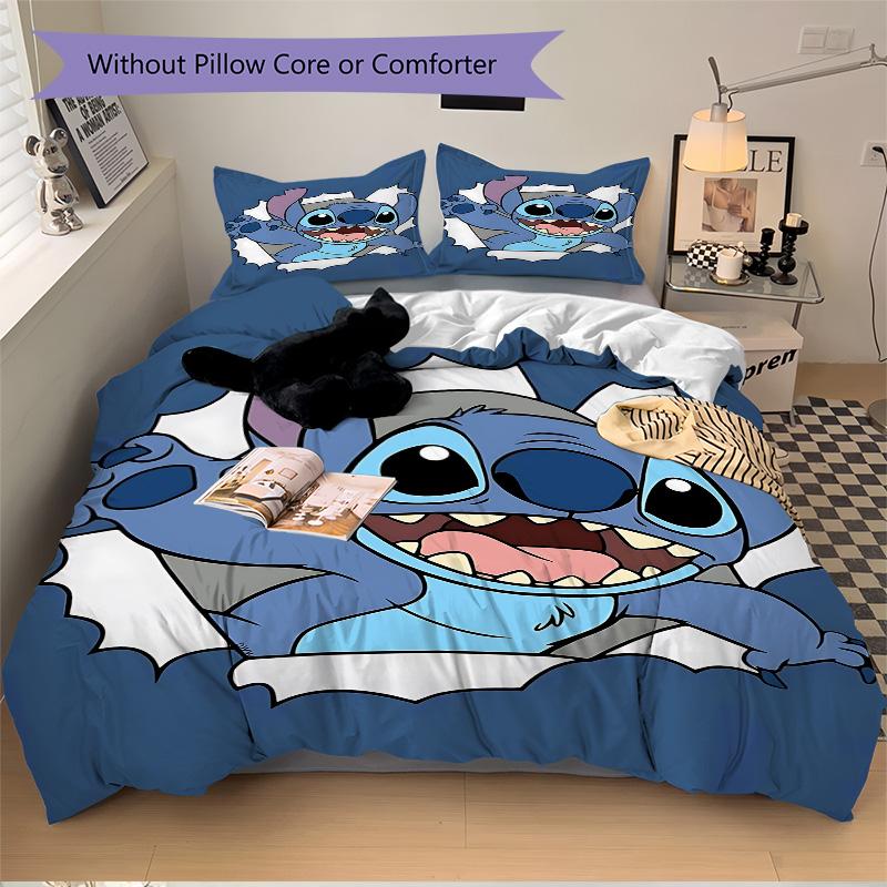 Stitch Through Wall Print 3Pcs Bedding Setduvet Cover With 2 Bedropillowcase Home Birthday Gift