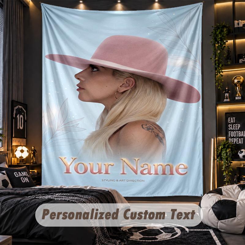 Personalisierte Wandtapisserie, Lady Gaga Individuell Bedruckter Name, Stoff-Wandkunst für Innenraum-Hintergrund