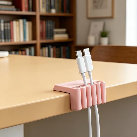 3D Printed Multi-Slot Cable Holder Desktop Cord Organizer Cord Clip with Wave-Shaped Slots