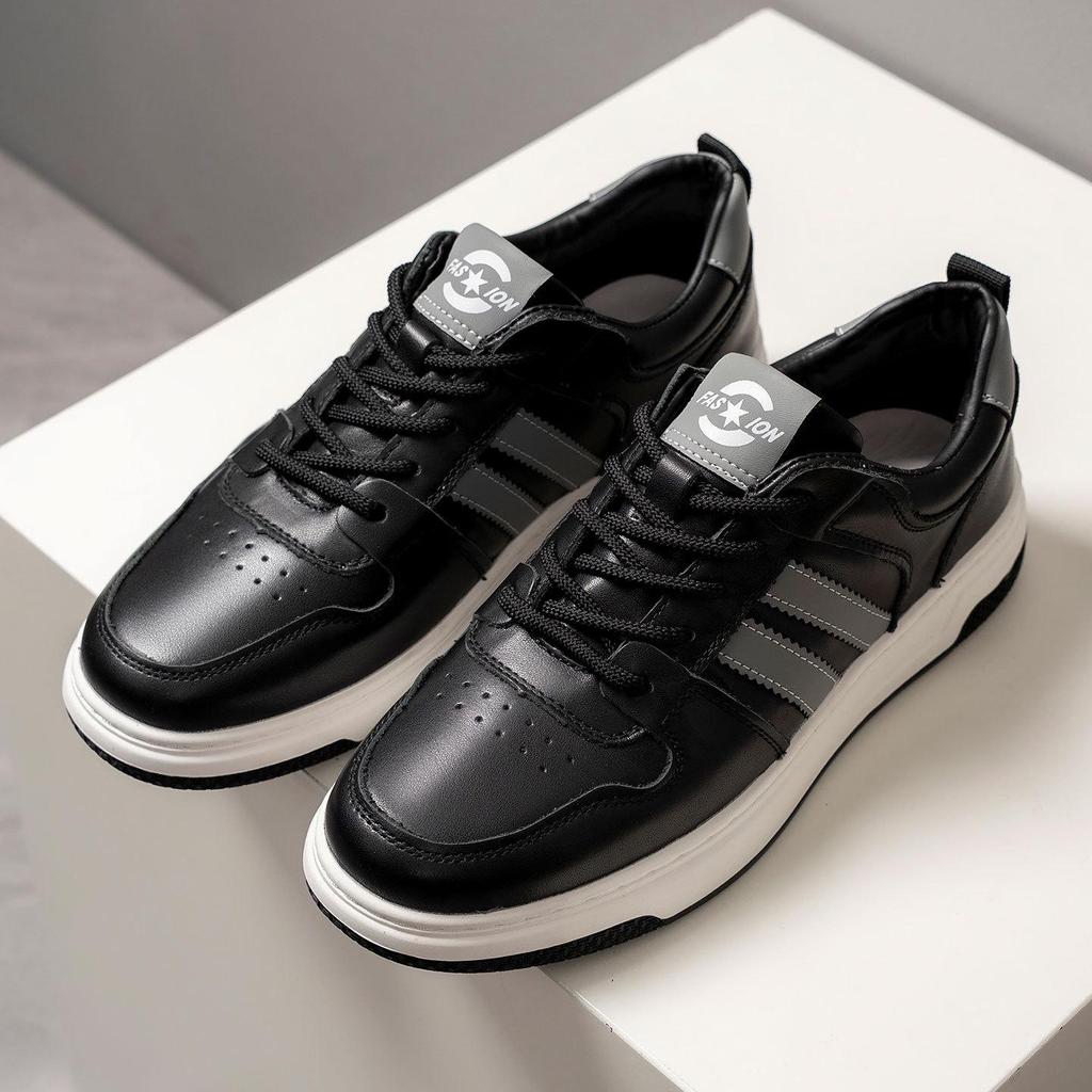 Men's Genuine Leather Sporty Flat Shoes - Autumn Fashion White Casual Shoes, Versatile Trendy Forrest Gump Style