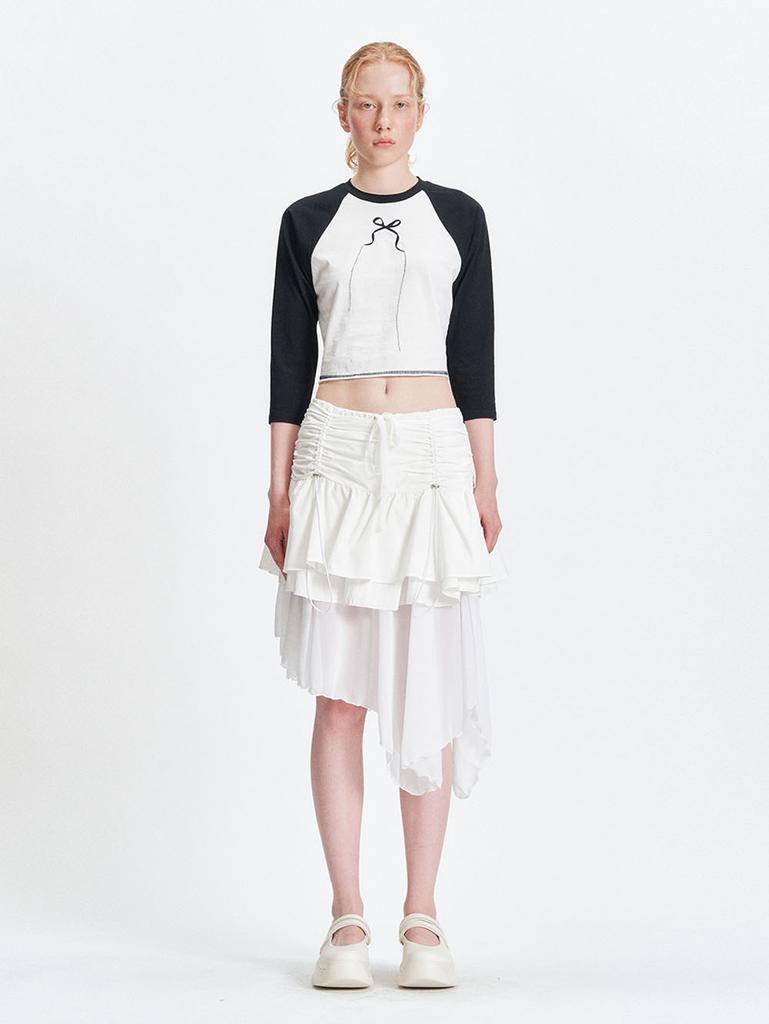 Tuomio Layered Chiffon Skirt [White]
