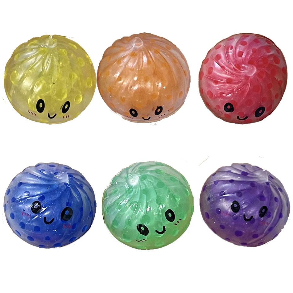 6Pcs Mini Dumplings with Steamer Bun Squeezable Toys Set Soft Stress Relief Crystal Squishy Fidget Sensory Toy Party Favors Gift