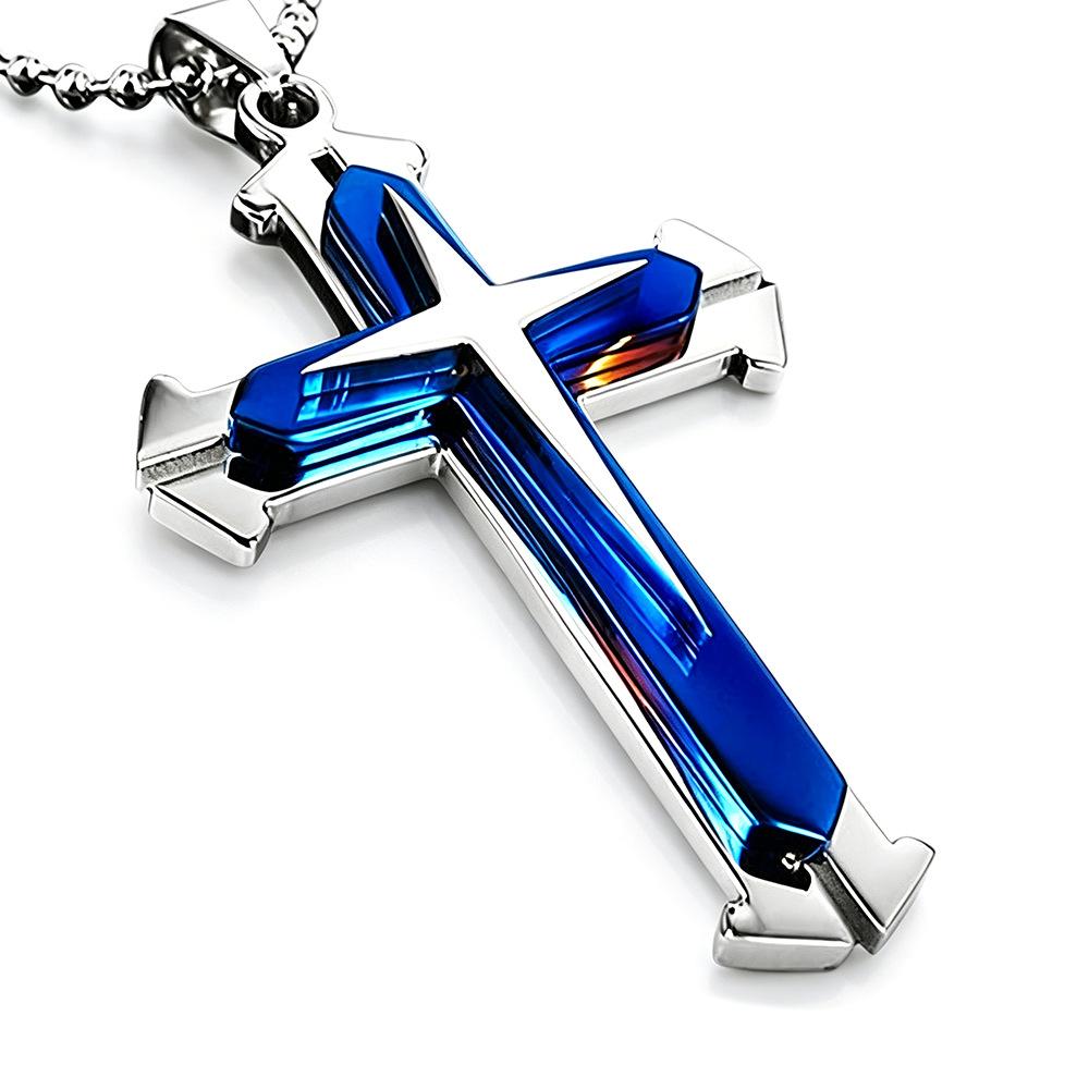 Three Layer Rhinestone Cross And Star Pendant Necklace Fashionable Multi Layered Clavicle Chain Jewelry For Women