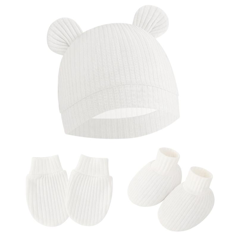 No Scratch Mittens Socks Nursery Hat Baby Mittens Cotton Gloves Hat Footwear Breathable Gloves for Boys Girls